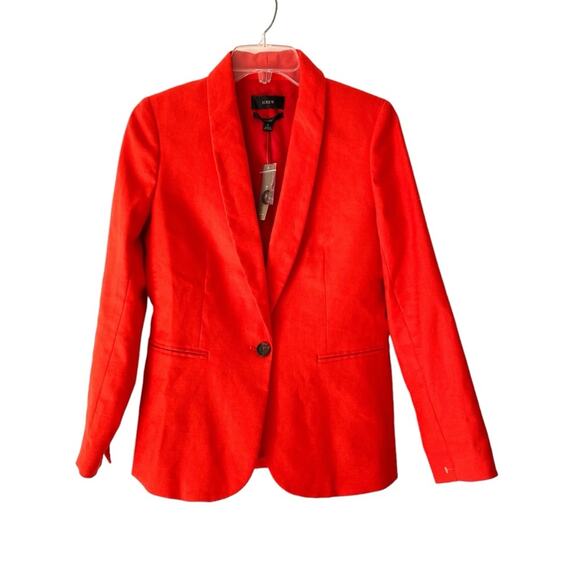 J. Crew Parke Blazer Stretch Linen NWTs Brillant Sunset size 2 Lined - Picture 2 of 9